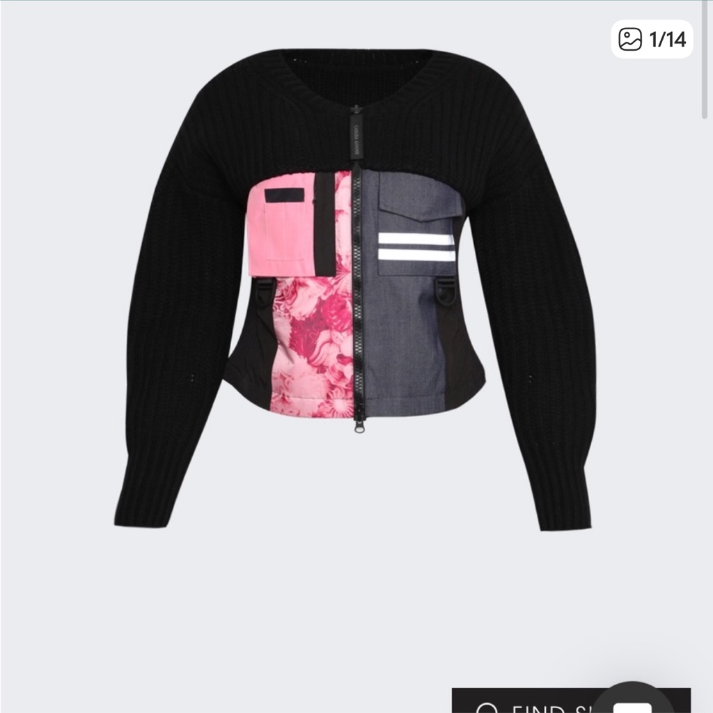 New Authentic Canada Goose X Feng Chen Wang Black And Pink Cardigan